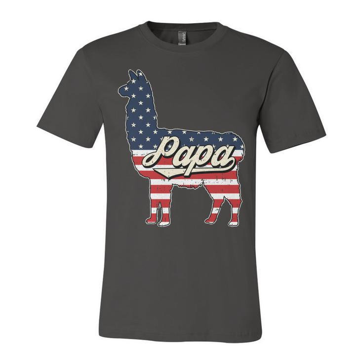 Papa Llama 4Th Of July American Flag Patriotic Dad Father  V2 Unisex Jersey Short Sleeve Crewneck Tshirt