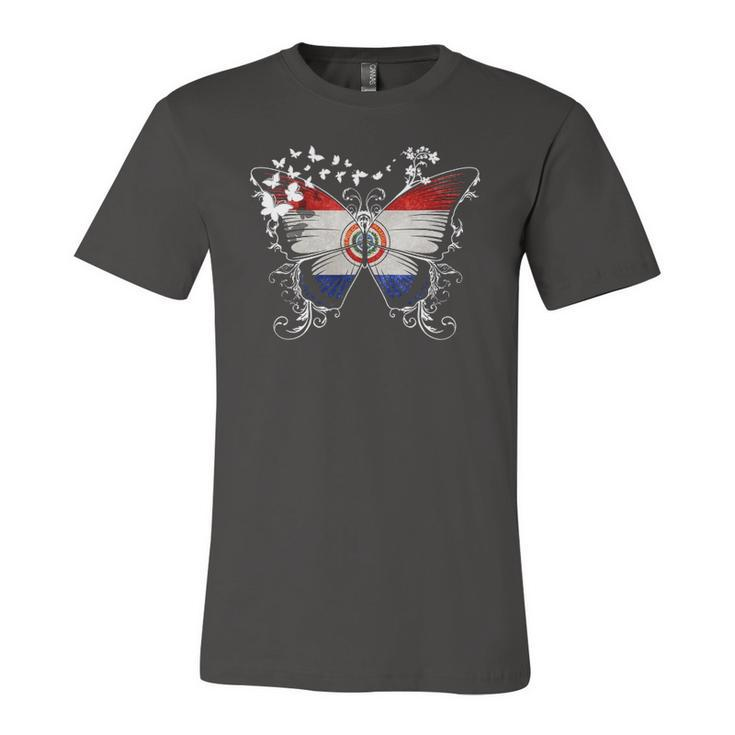 Paraguay Flag Butterfly Graphic Jersey T-Shirt