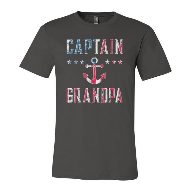 Patriotic Captain Grandpa American Flag Boating 4Th Of July Jersey T-Shirt
