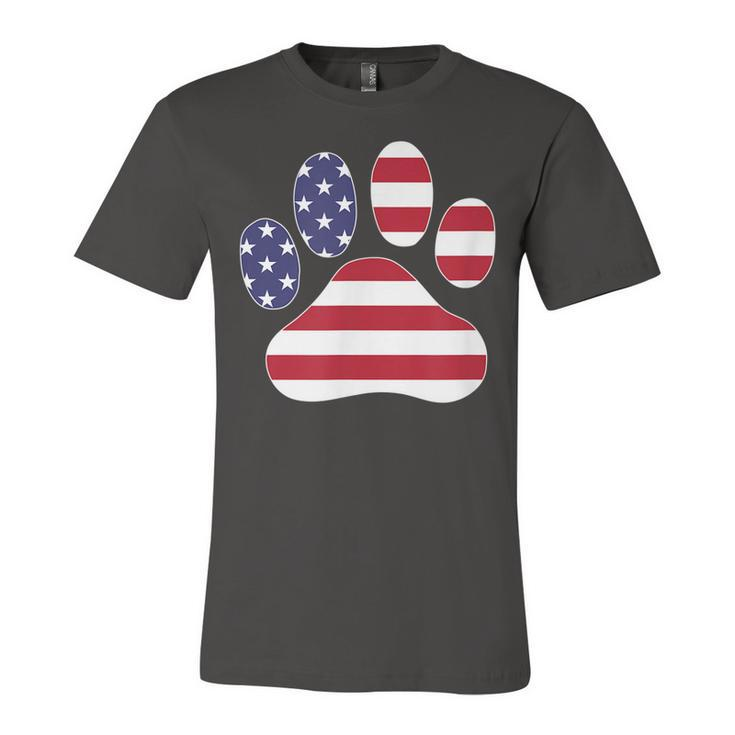Patriotic Dog Paw Print For 4Th Of July  Unisex Jersey Short Sleeve Crewneck Tshirt