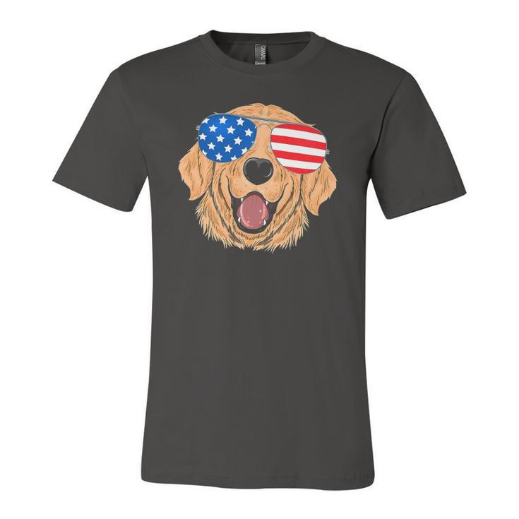 Patriotic Golden Retriever Dog 4Th Of July Jersey T-Shirt