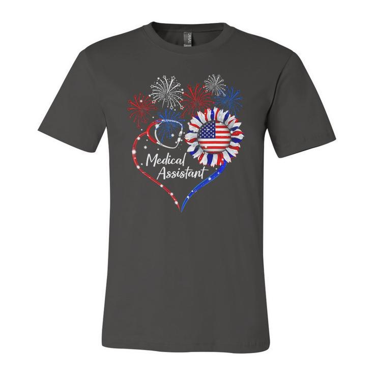 Patriotic Medical Assistant Sunflower 4Th Of July Usa Flag Jersey T-Shirt