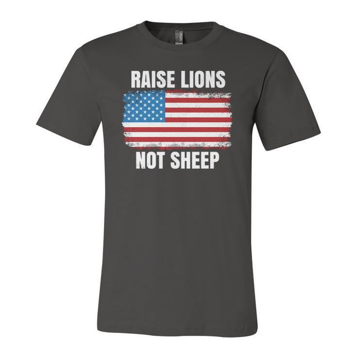 Patriotic Raise Lions Not Sheep Usa American Flag  Jersey T-Shirt