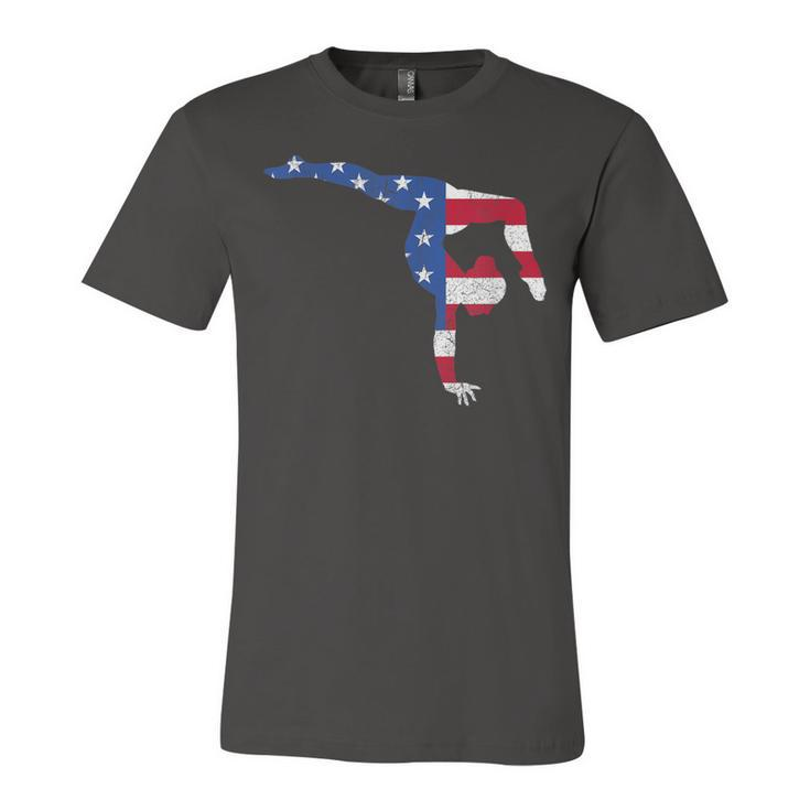 Patriotic Sports Gift American Usa Flag Girls Gymnastics  V2 Unisex Jersey Short Sleeve Crewneck Tshirt