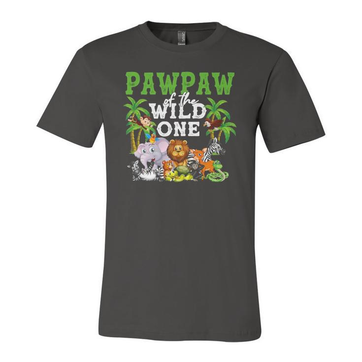 Pawpaw Of The Wild One Zoo Birthday Safari Jungle Animal Jersey T-Shirt