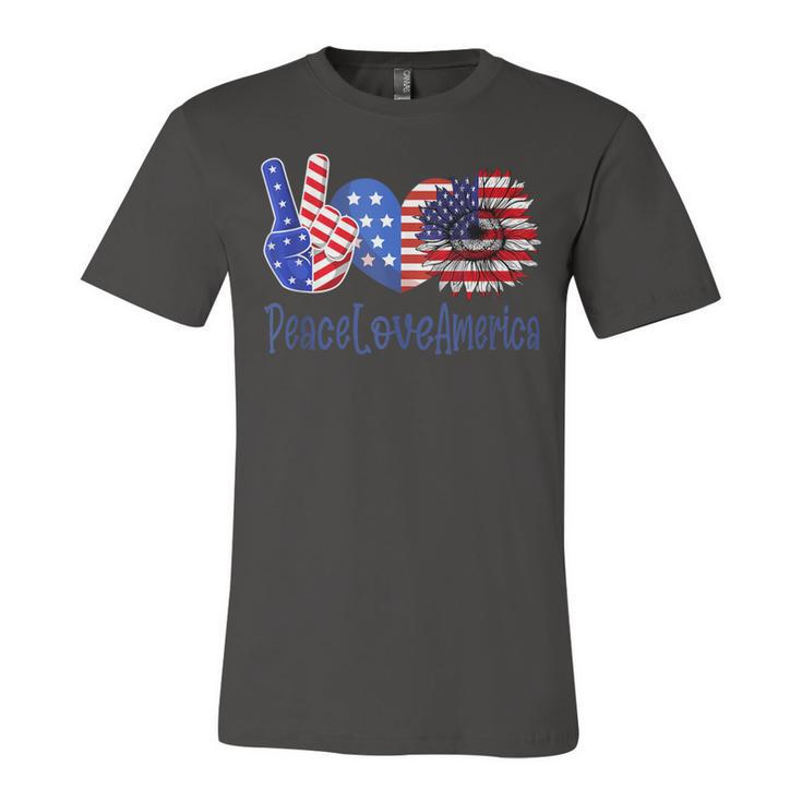 Peace Love America 4Th July Patriotic Sunflower Heart Sign  V6 Unisex Jersey Short Sleeve Crewneck Tshirt