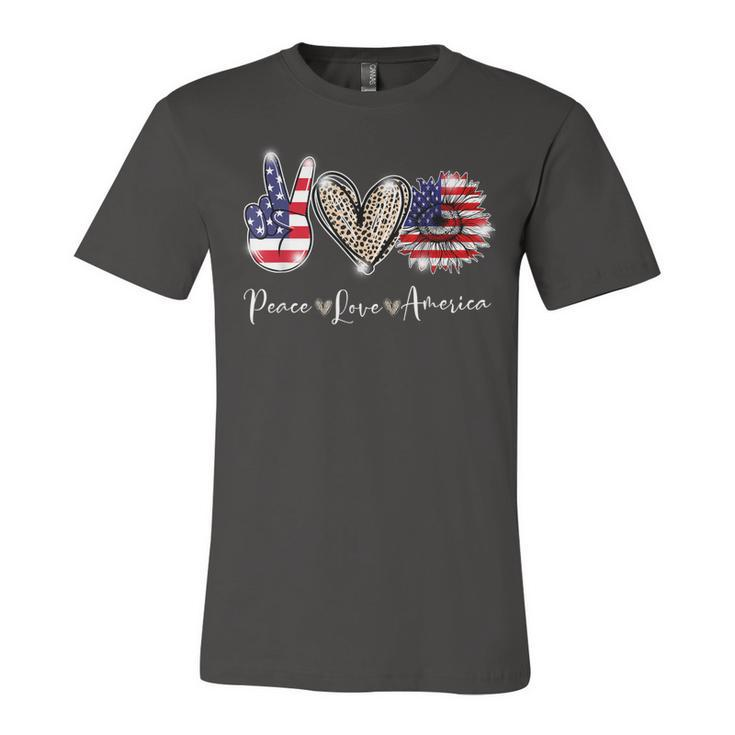 Peace Love America 4Th July Patriotic Sunflower  V2 Unisex Jersey Short Sleeve Crewneck Tshirt
