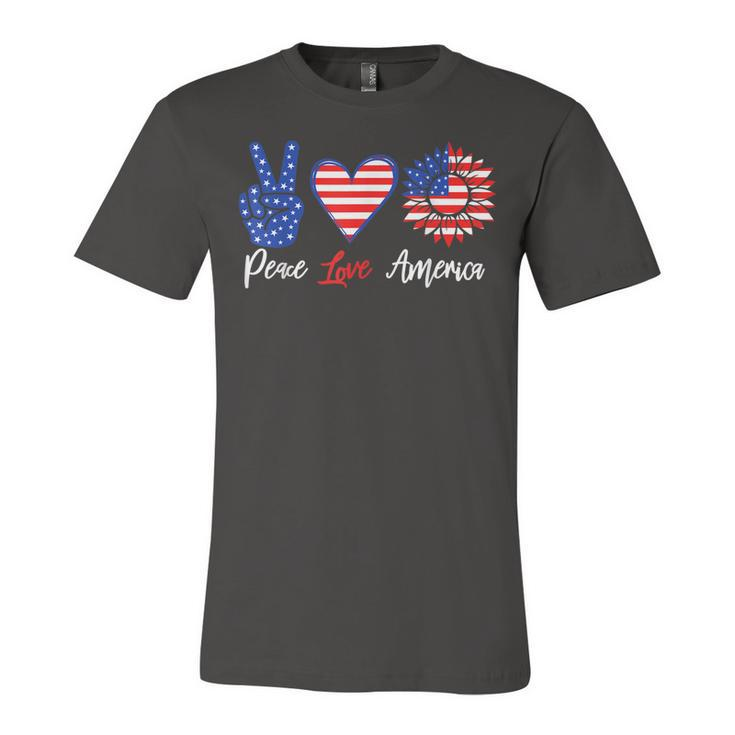 Peace Love America Funny 4Th Of July Sunflower  Unisex Jersey Short Sleeve Crewneck Tshirt