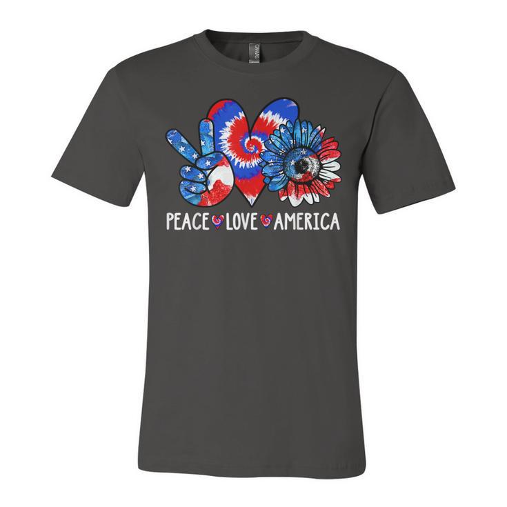 Peace Love America Sunflower Patriotic Tie Dye 4Th Of July Jersey T-Shirt