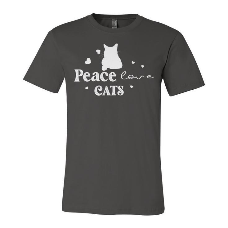 Peace Love Cats  Animal Lover  Cat Lover  Unisex Jersey Short Sleeve Crewneck Tshirt