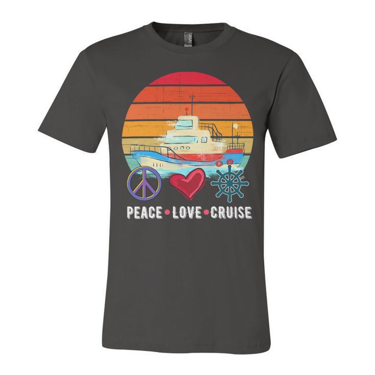 Peace Love Cruising Family Cruise Vacation Matching Gift V2 Unisex Jersey Short Sleeve Crewneck Tshirt