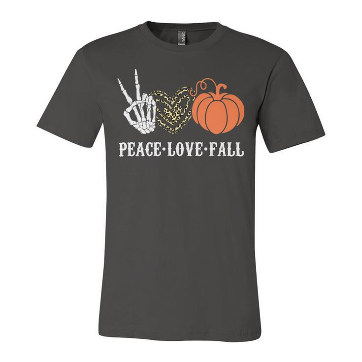 Peace Love Fall Peace Love Pumpkin Unisex Jersey Short Sleeve Crewneck Tshirt