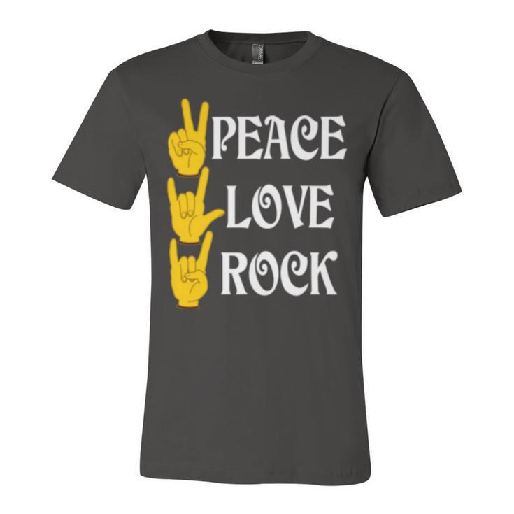 Peace Love Rock  V3 Unisex Jersey Short Sleeve Crewneck Tshirt