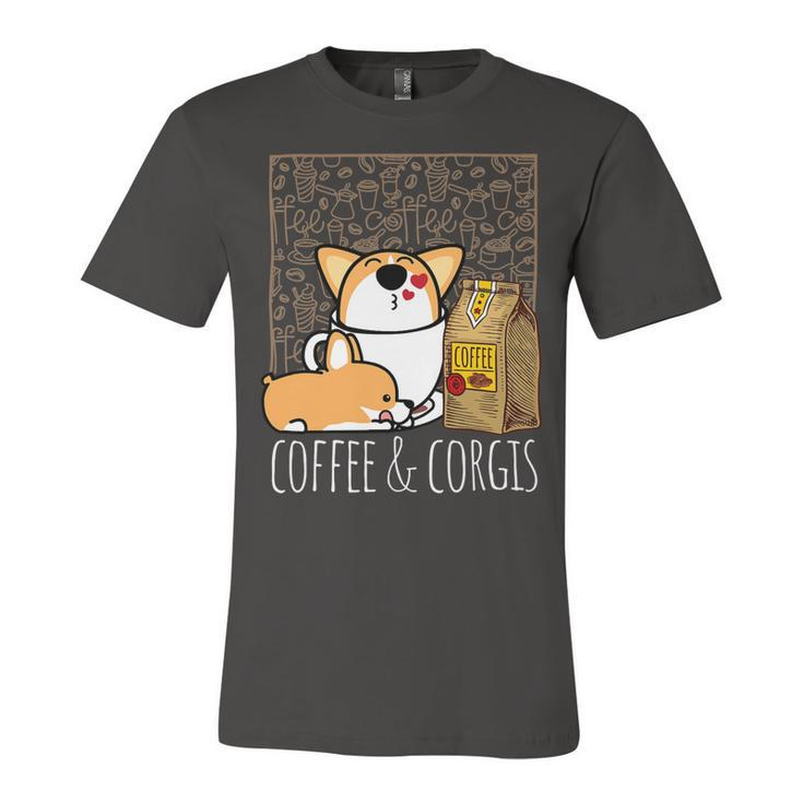 Pembroke Welsh Corgi Dog Coffee Lover Caffeine Corgi Mom Dad V4 Unisex Jersey Short Sleeve Crewneck Tshirt