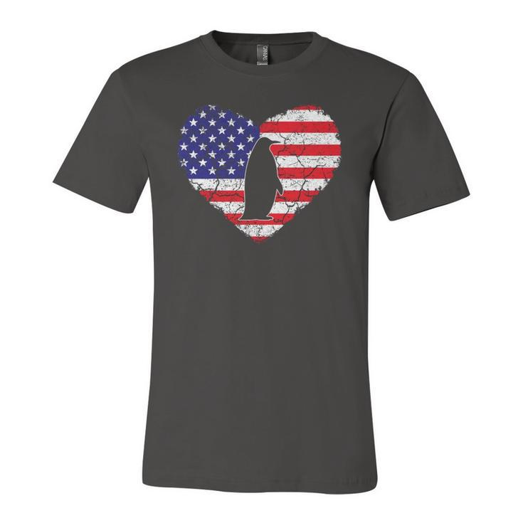 Penguin Vintage American Flag Heart 4Th Of July Animal Lover Classic Jersey T-Shirt