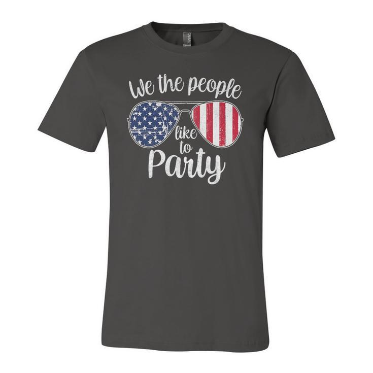 We The People Like To Party American Flag Sunglasses Vintage Jersey T-Shirt