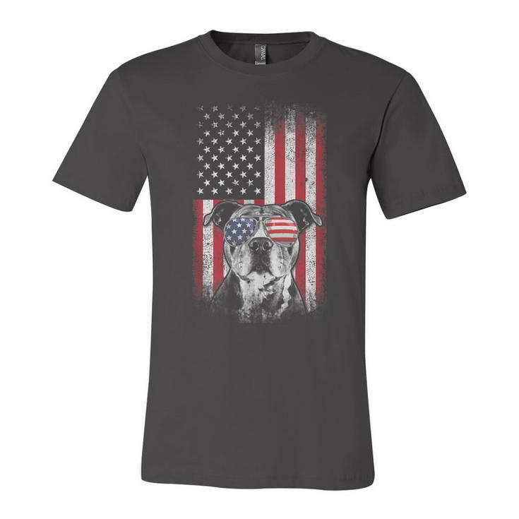 Pitbull American Flag 4Th Of July Pitbull Dad Mom Dog Lover  V2 Unisex Jersey Short Sleeve Crewneck Tshirt