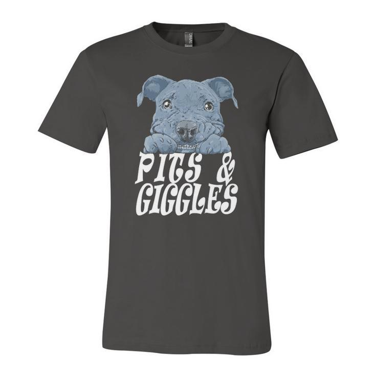Pitbull Pibble Mom Dad Pits And Giggles Gift Unisex Jersey Short Sleeve Crewneck Tshirt