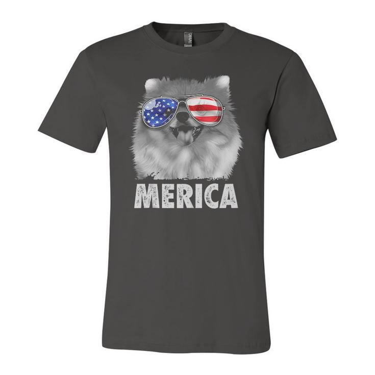 Pomeranian 4Th Of July Merica American Flag Pom Dog Jersey T-Shirt