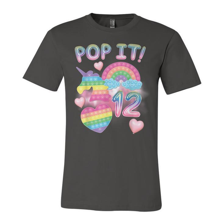 Pop It 12Th Birthday Girl 12 Year Old Unicorn Rainbow Fidget  Unisex Jersey Short Sleeve Crewneck Tshirt