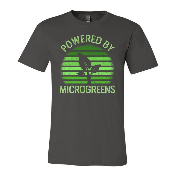 Powered By Microgreens Vegan Urban Farmers Gardening Jersey T-Shirt