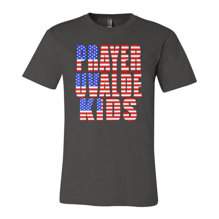Pray For Uvalde Texas Kids Us Flag Text Jersey T-Shirt