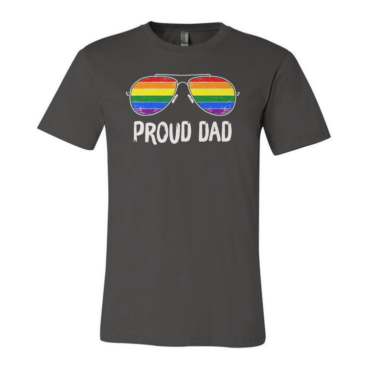 Proud Dad Rainbow Glasses Lgbt Gay Pride Support Lgbtq Jersey T-Shirt
