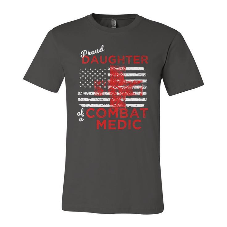 Proud Daughter Of A Combat Medic Distressed Flag Jersey T-Shirt