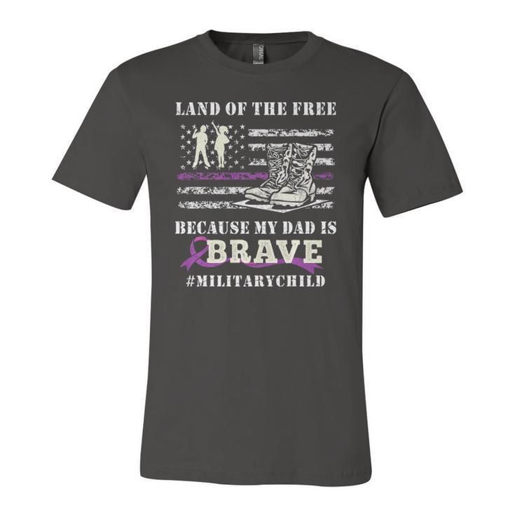 Purple Up Military Kids Land Of The Free Usa Flag Jersey T-Shirt