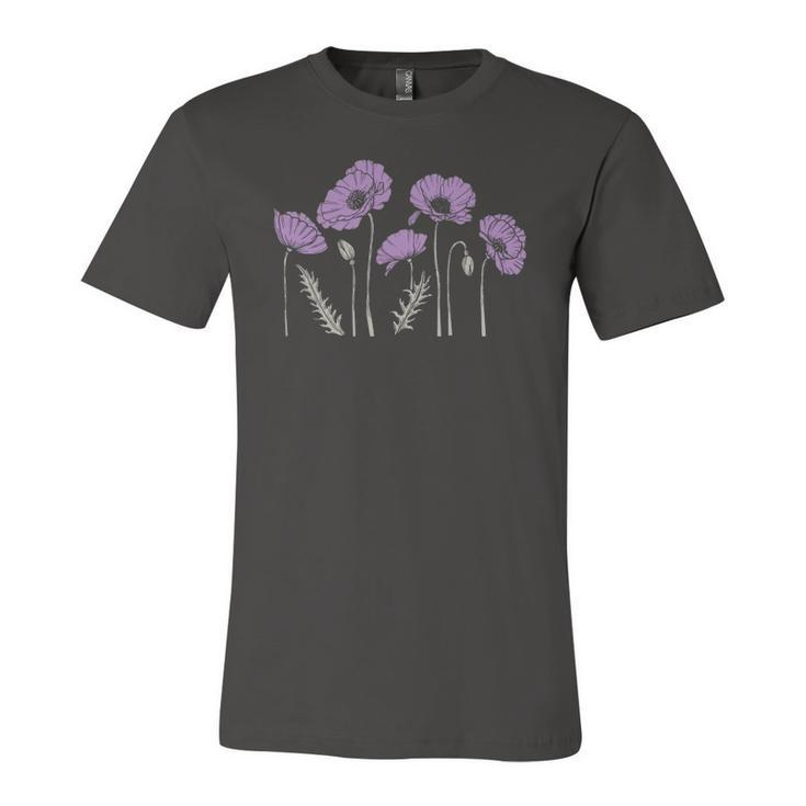 Casual Purple Poppy Flowers Graphic For Jersey T-Shirt