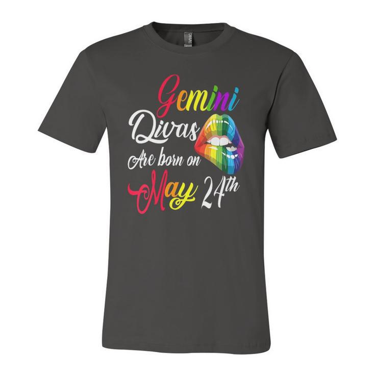 Rainbow Lips Divas Are Born On May 24Th Gemini Girl Birthday Jersey T-Shirt