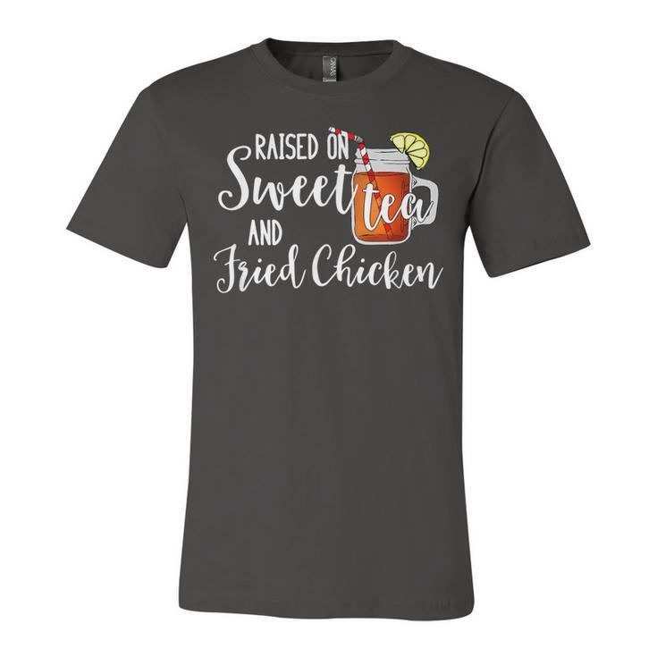 Raised On Sweet Tea & Fried Chicken  Unisex Jersey Short Sleeve Crewneck Tshirt
