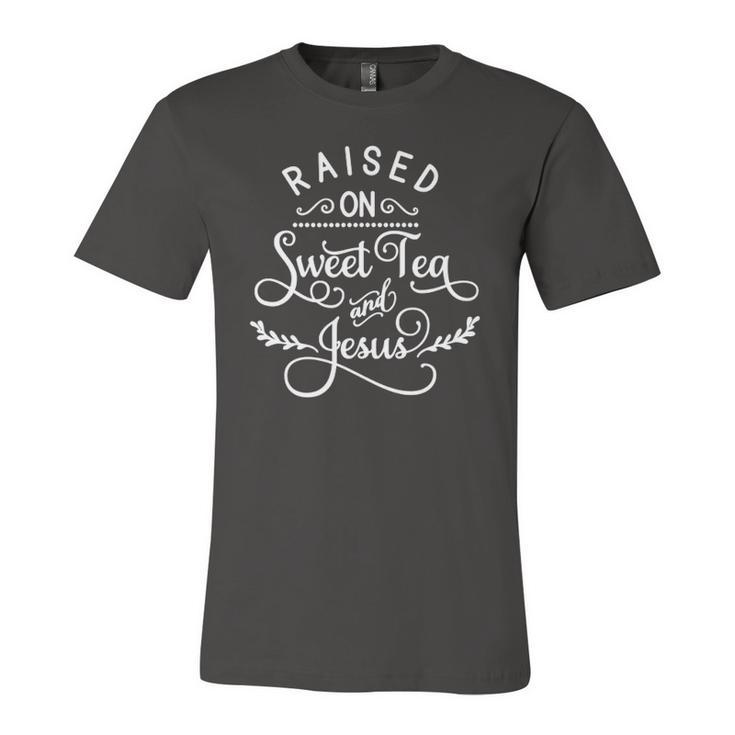 Raised On Sweet Tea And Jesus Inspired Faith Bible Jersey T-Shirt