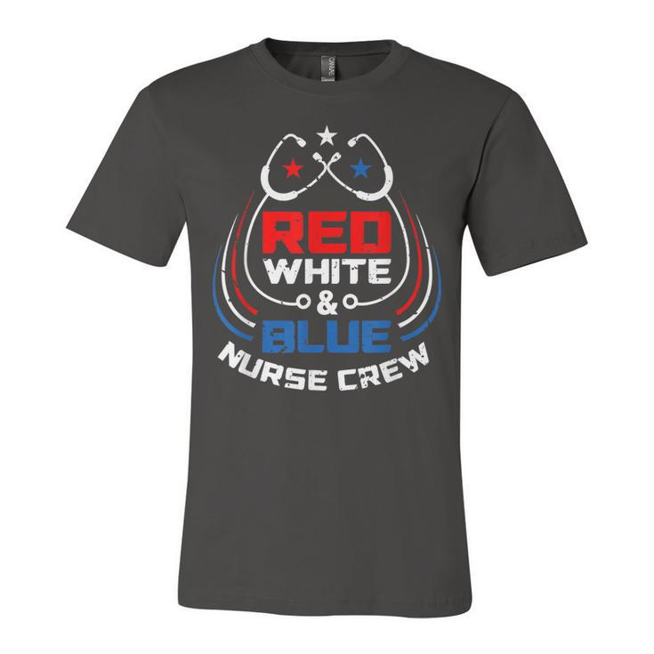 Red White & Blue Nurse Crew American Pride 4Th Of July  Unisex Jersey Short Sleeve Crewneck Tshirt