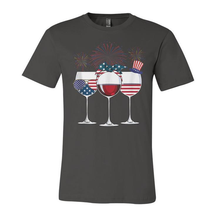 Red White And Blue Wine Glass 4Th Of July  Unisex Jersey Short Sleeve Crewneck Tshirt