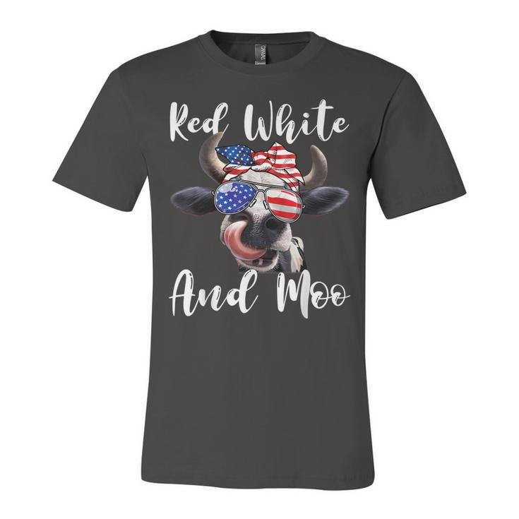 Red White And Moo Cow Messy Bun Usa Flag 4Th Of July  Unisex Jersey Short Sleeve Crewneck Tshirt