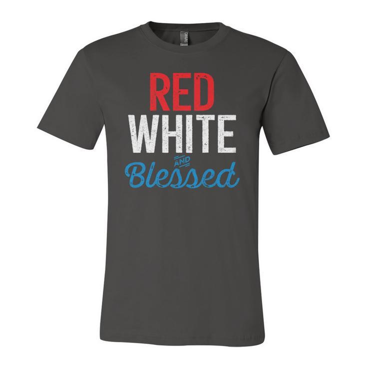 Red White And Blessed Independence Day 4Th Of July Patriotic Jersey T-Shirt