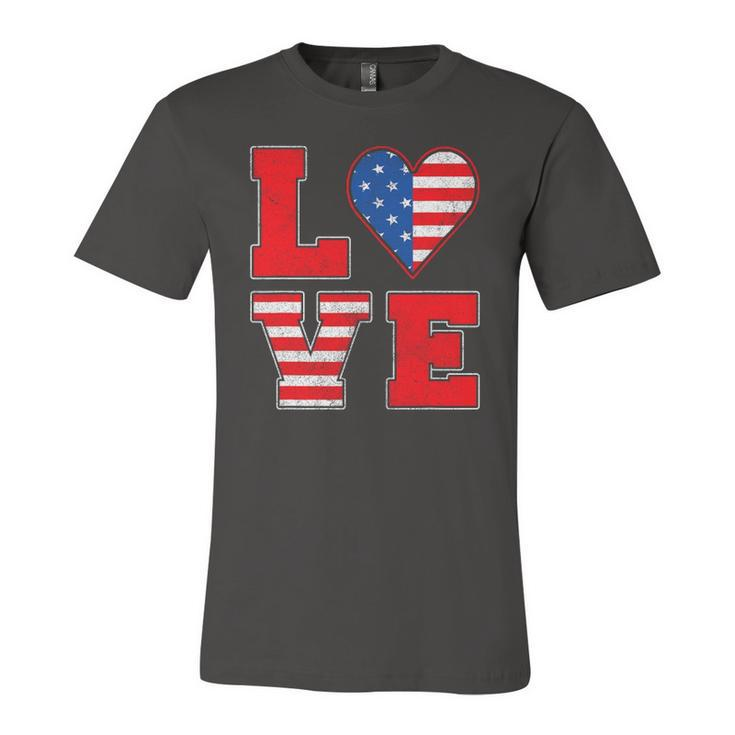 Red White And Blue S For Girl Love American Flag Jersey T-Shirt