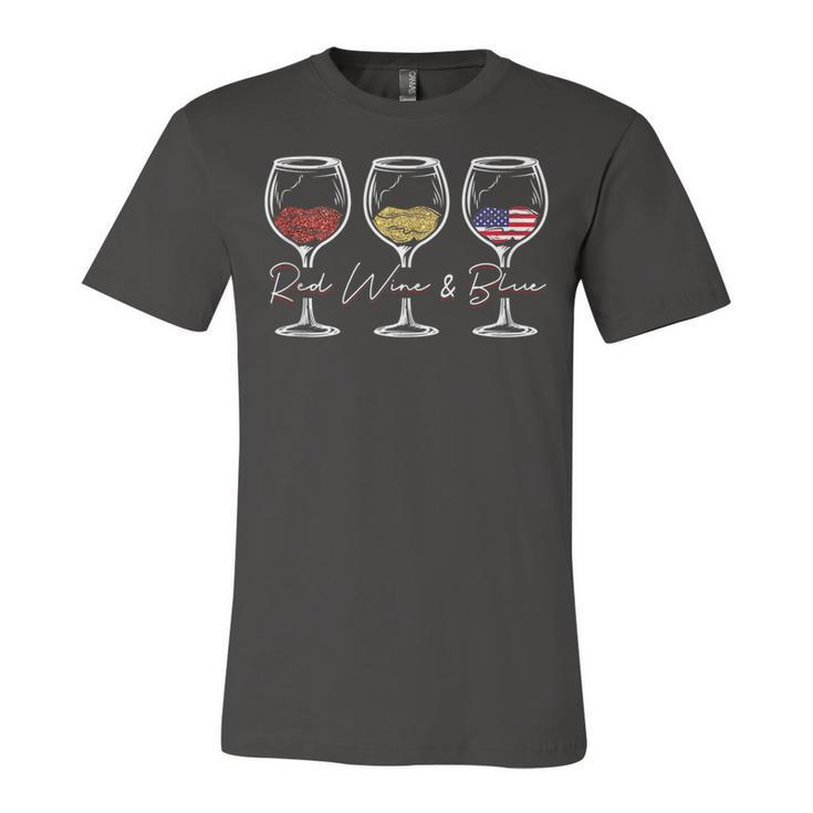Red Wine & Blue 4Th Of July Wine Red White Blue Merica Usa Jersey T-Shirt