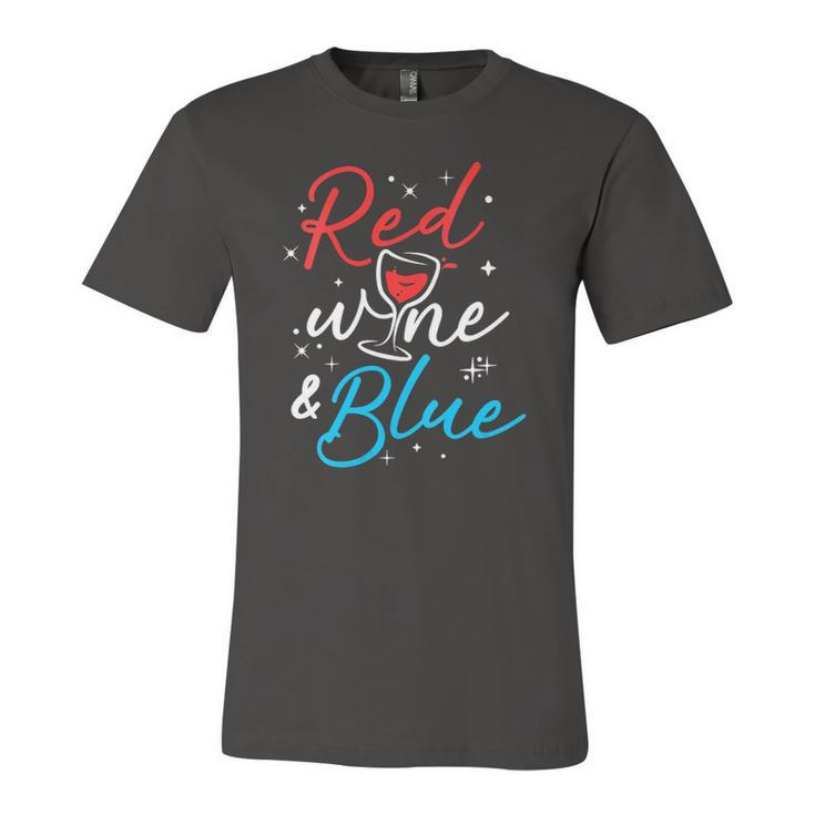 Red Wine And Blue V-Neck Jersey T-Shirt