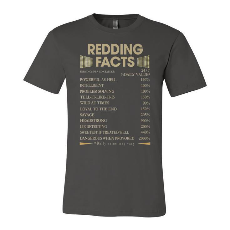 Redding Name Gift   Redding Facts Unisex Jersey Short Sleeve Crewneck Tshirt
