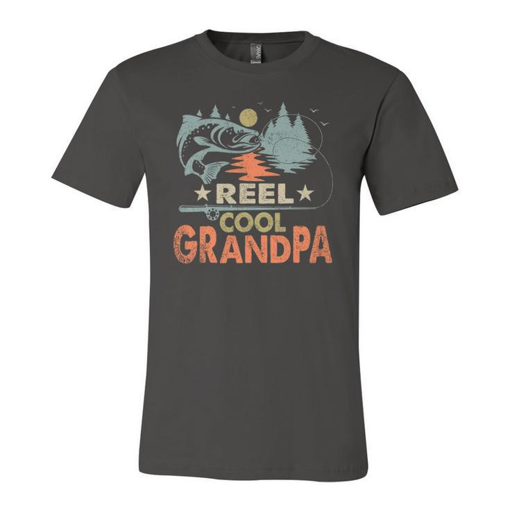 Reel Cool Grandpa Fishing Lover Vintage Fathers Day Jersey T-Shirt