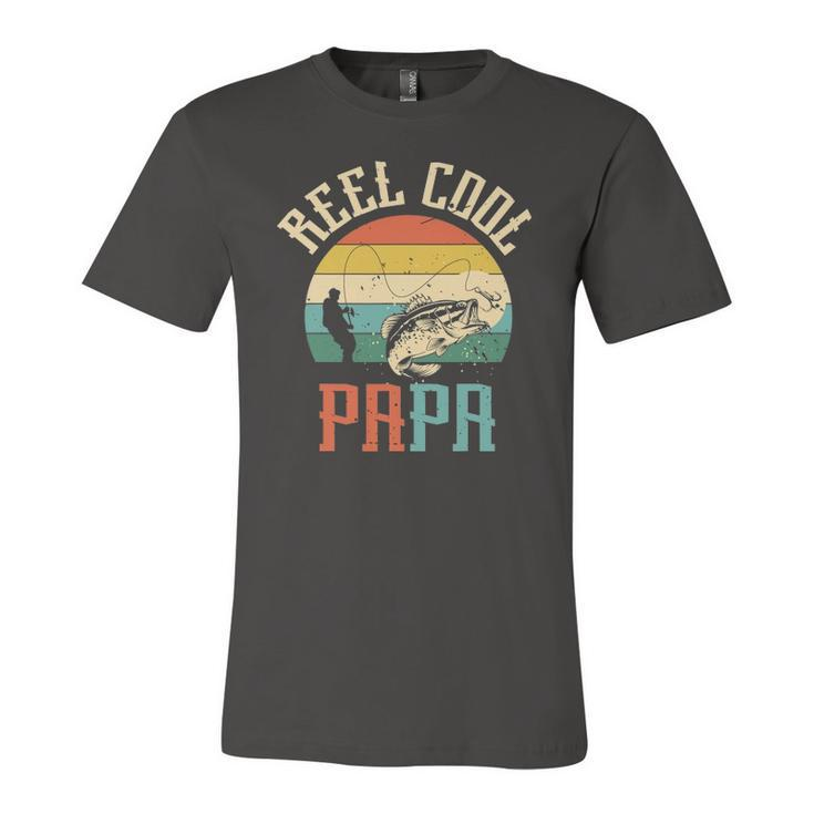 Reel Cool Papa Fishing Dad Fathers Day Fisherman Fish Jersey T-Shirt