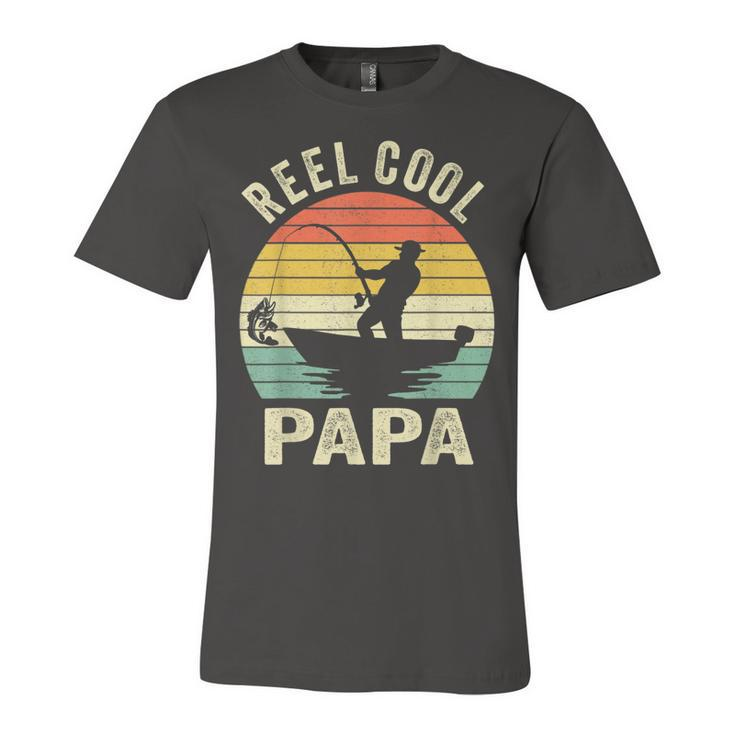 Reel Cool Papa Fishing Dad Fathers Day Fisherman Fish Jersey T-Shirt