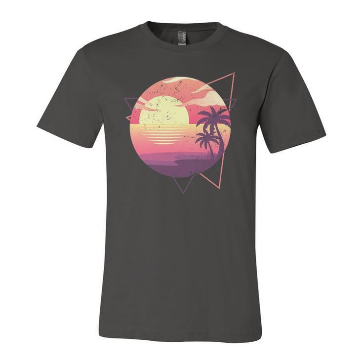 Retro 80S Vaporwave Aesthetic Tropical Sunset 90S Vaporwave Jersey T-Shirt