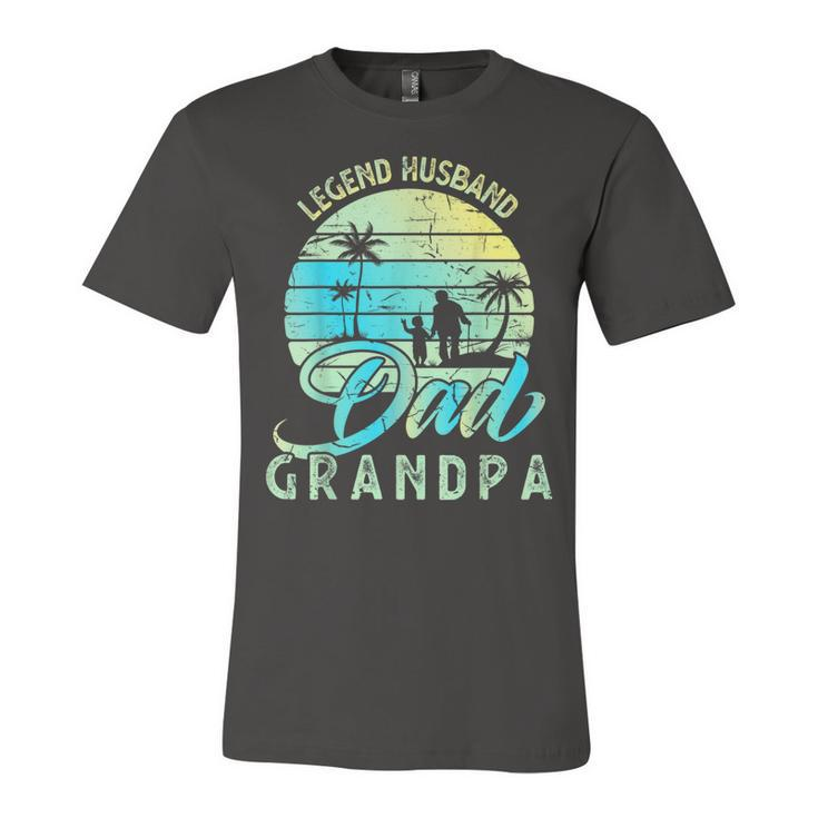 Retro Fathers Day Dad The Legend Husband Dad Grandpa   Unisex Jersey Short Sleeve Crewneck Tshirt