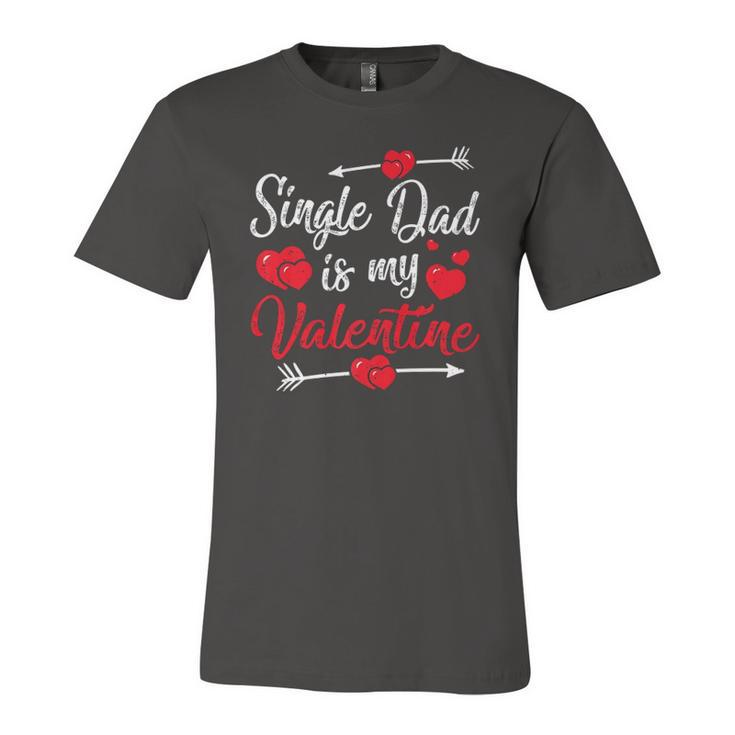 Retro Hearts Single Dad Is My Valentines Day Fathers Day Jersey T-Shirt