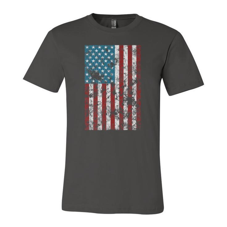 Retro Style 4Th July Usa Patriotic Distressed America Flag Jersey T-Shirt