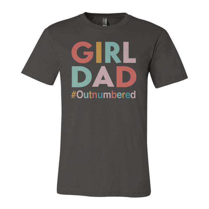 Retro Vintage Girl Dad Outnumbered Fathers Day Jersey T-Shirt