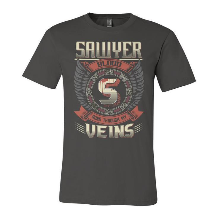 Sawyer Blood  Run Through My Veins Name Unisex Jersey Short Sleeve Crewneck Tshirt